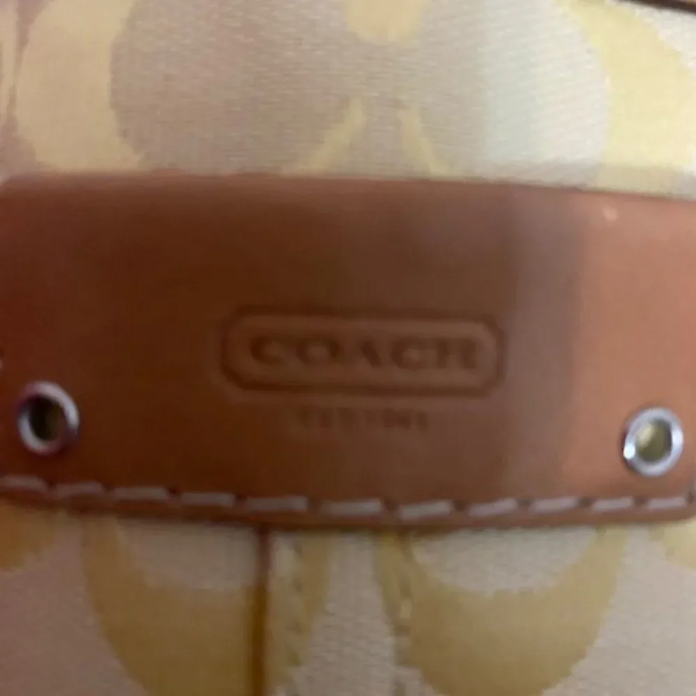 Coach Yellow/Tan signature Logo Canvas crossbody bag
